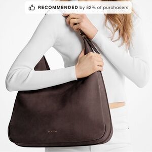 NWT Michael Kors Brown Nolita Leather Hobo Bag Large